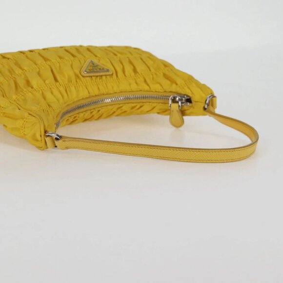 PRADA Accessory Pouch Nylon Yellow Silver Auth 127600V - Picture 6 of 16